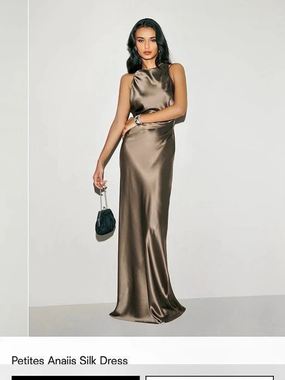 Reformation Petites Anais Silk Dress Brown Silk Maxi Dress Like New